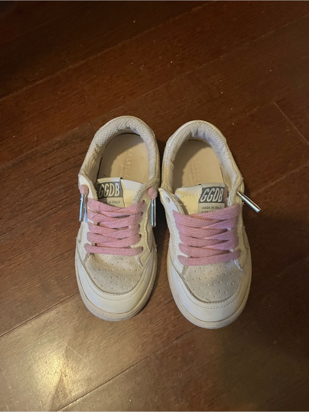 Golden Goose Kids White Sneakers with Pink Laces